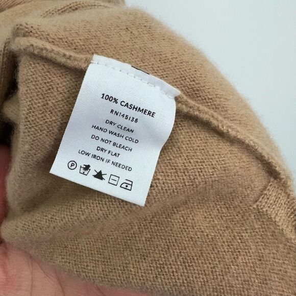 Soft by Naadam Women’s Tan Cashmere Button Turtleneck Oversized Poncho Sweater - Picture 4 of 8